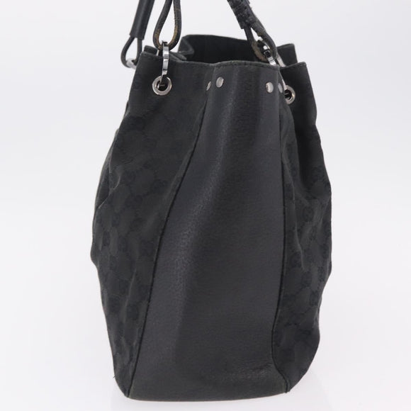 GUCCI GG Canvas Tote Bag Black Silver 115015 Auth ka6491