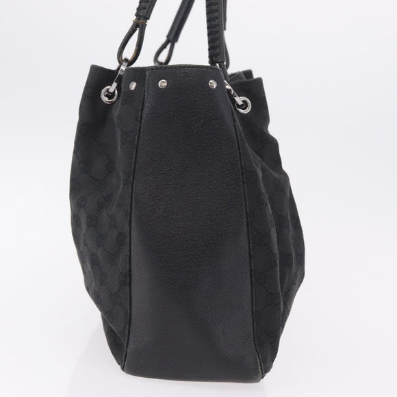 GUCCI GG Canvas Tote Bag Black Silver 115015 Auth ka6491
