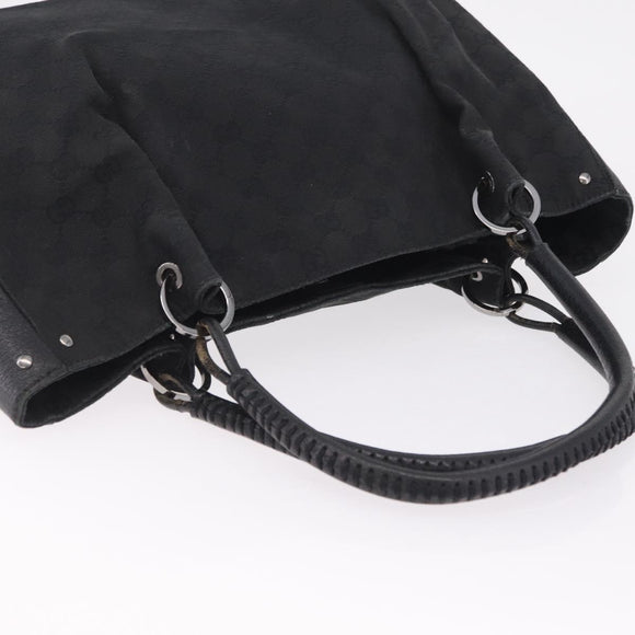 GUCCI GG Canvas Tote Bag Black Silver 115015 Auth ka6491