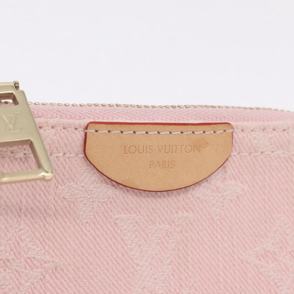LOUIS VUITTON Monogram Denim Pochette Cles Coin Purse Pink M13208 Auth ka6496M