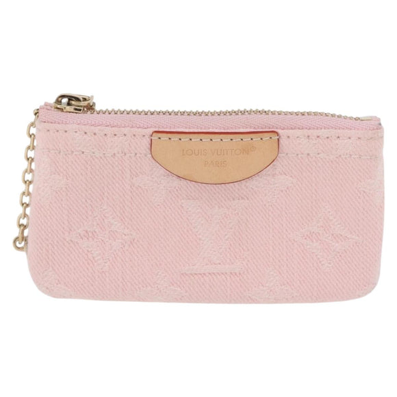 LOUIS VUITTON Monogram Denim Pochette Cles Coin Purse Pink M13208 Auth ka6496M