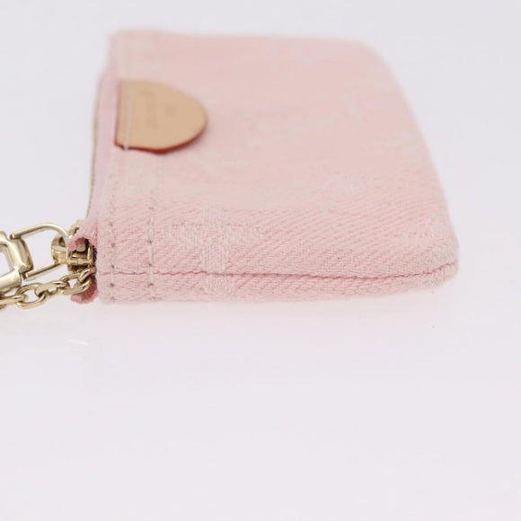 LOUIS VUITTON Monogram Denim Pochette Cles Coin Purse Pink M13208 Auth ka6496M