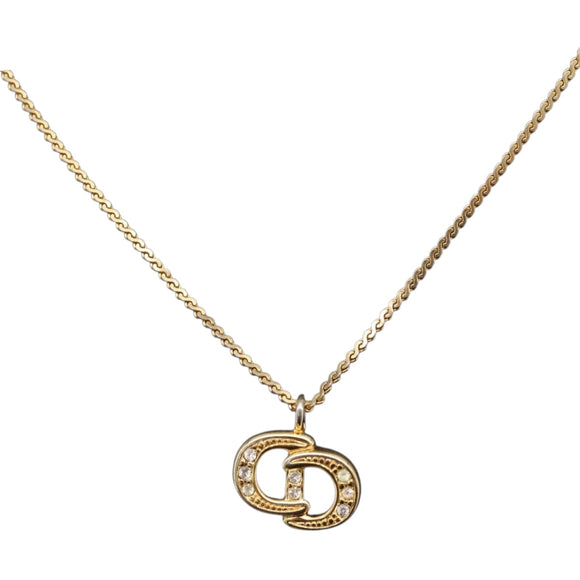 Christian Dior Necklace Metal Gold Tone Auth ka6499