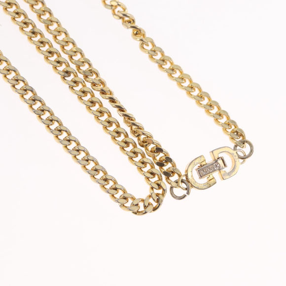 Christian Dior Necklace Metal Gold Tone Auth ka6501