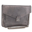 Christian Dior Chain Shoulder Bag Leather Silver Auth ka6506-1