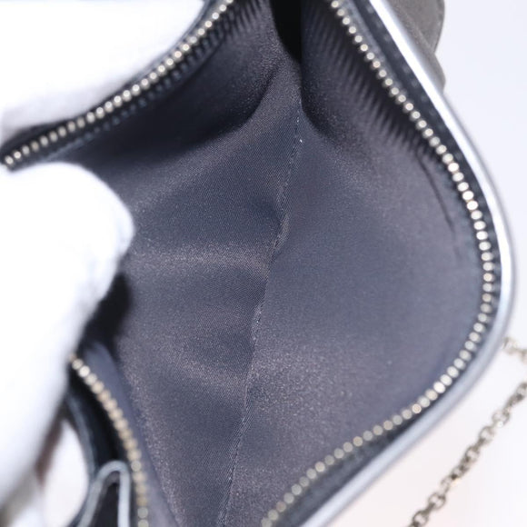 Christian Dior Chain Shoulder Bag Leather Silver Auth ka6506