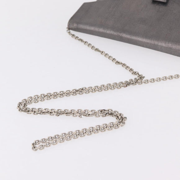 Christian Dior Chain Shoulder Bag Leather Silver Auth ka6506