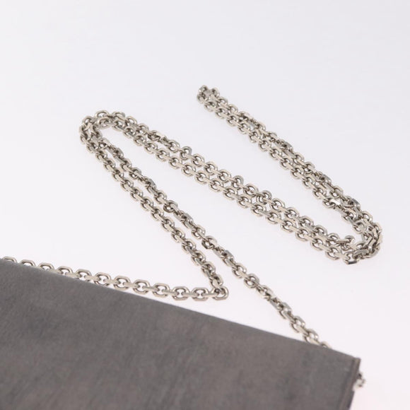 Christian Dior Chain Shoulder Bag Leather Silver Auth ka6506