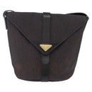 Saint Laurent Shoulder Bag Canvas Black Gold Tone Auth ka6508-13