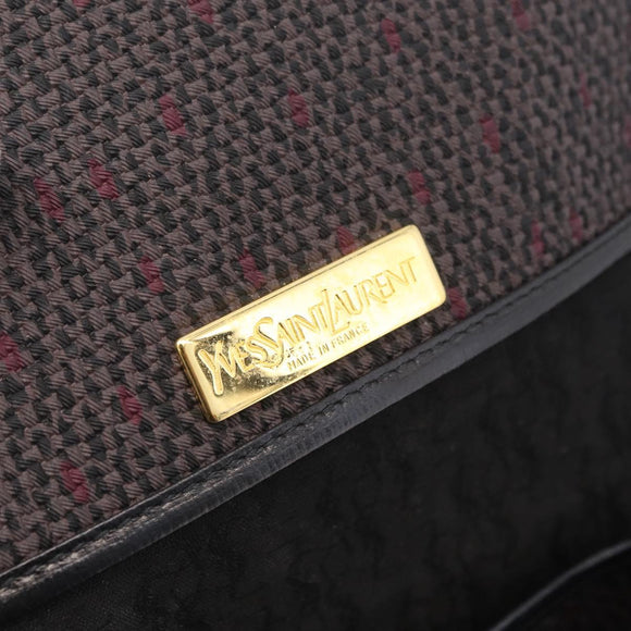 Saint Laurent Shoulder Bag Canvas Black Gold Tone Auth ka6508