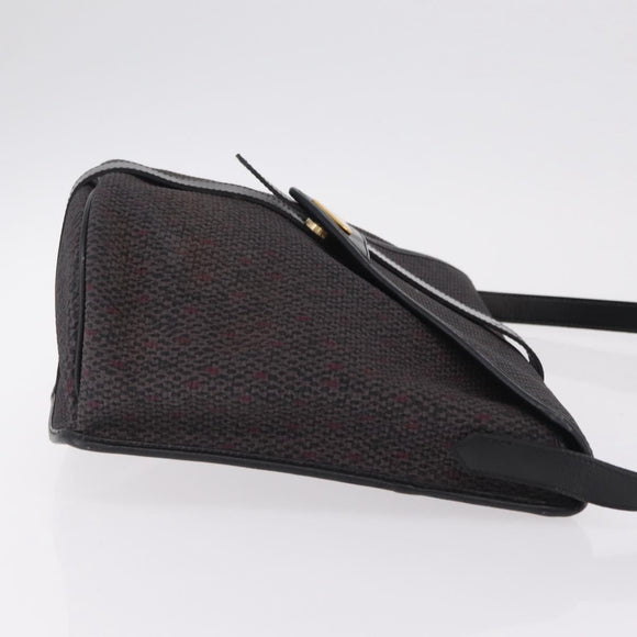 Saint Laurent Shoulder Bag Canvas Black Gold Tone Auth ka6508