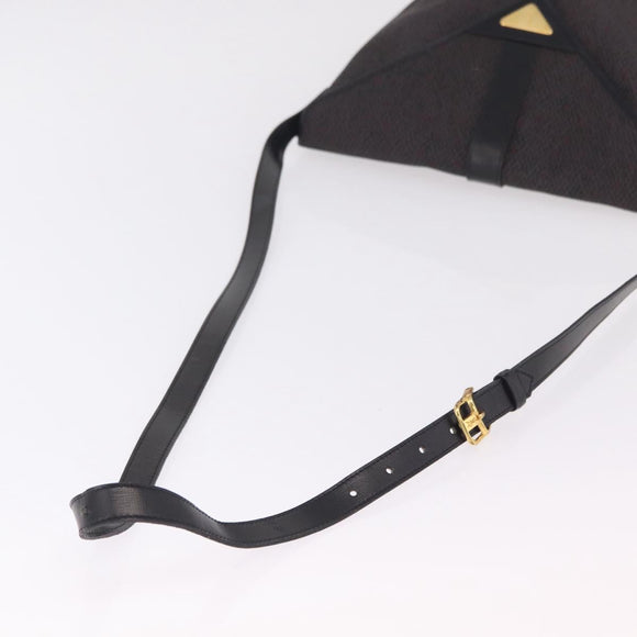 Saint Laurent Shoulder Bag Canvas Black Gold Tone Auth ka6508