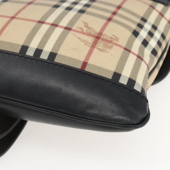 BURBERRY Nova Check Shoulder Bag PVC Beige Auth ka650V