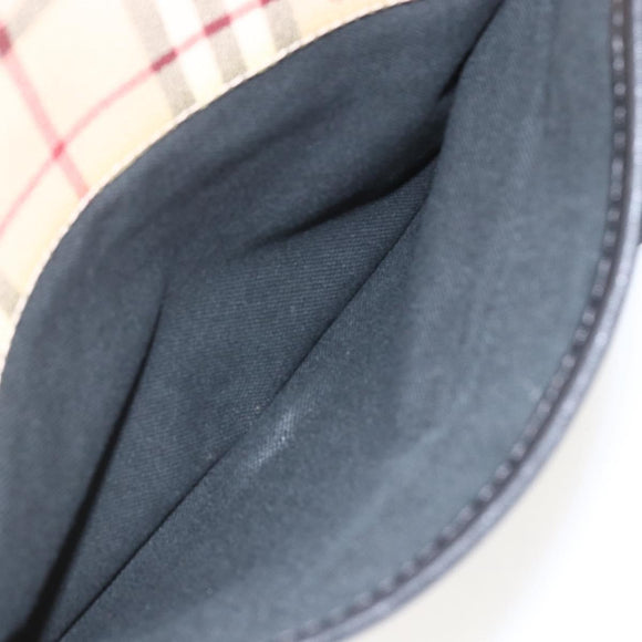 BURBERRY Nova Check Shoulder Bag PVC Beige Auth ka650V