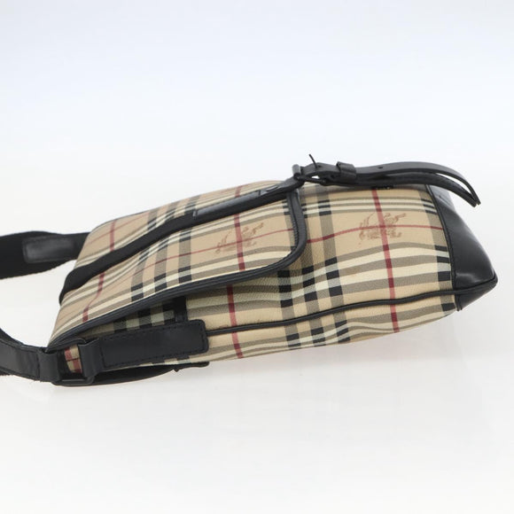 BURBERRY Nova Check Shoulder Bag PVC Beige Auth ka650V