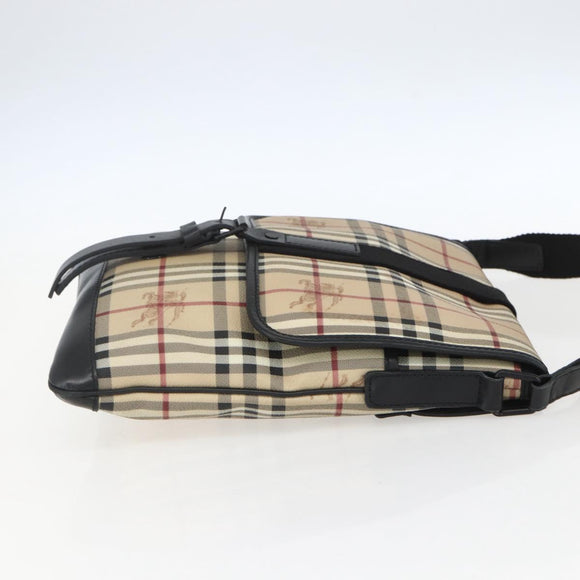 BURBERRY Nova Check Shoulder Bag PVC Beige Auth ka650V