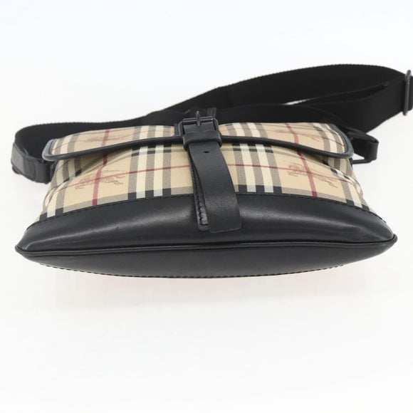 BURBERRY Nova Check Shoulder Bag PVC Beige Auth ka650V