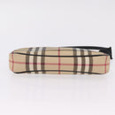 BURBERRY Nova Check Hand Bag PVC Leather Beige Silver Auth ka6510A-6