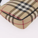 BURBERRY Nova Check Hand Bag PVC Leather Beige Silver Auth ka6510A-15