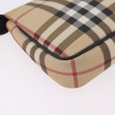 BURBERRY Nova Check Hand Bag PVC Leather Beige Silver Auth ka6510A-17
