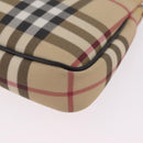 BURBERRY Nova Check Hand Bag PVC Leather Beige Silver Auth ka6510A-18