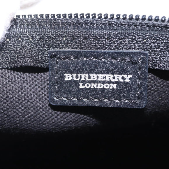 BURBERRY Nova Check Hand Bag PVC Leather Beige Silver Auth ka6510A