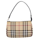 BURBERRY Nova Check Hand Bag PVC Leather Beige Silver Auth ka6510A-13