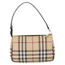 BURBERRY Nova Check Hand Bag PVC Leather Beige Silver Auth ka6510A-2