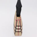 BURBERRY Nova Check Hand Bag PVC Leather Beige Silver Auth ka6510A-3
