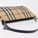 BURBERRY Nova Check Hand Bag PVC Leather Beige Silver Auth ka6510A-7