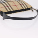 BURBERRY Nova Check Hand Bag PVC Leather Beige Silver Auth ka6510A-8