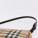 BURBERRY Nova Check Hand Bag PVC Leather Beige Silver Auth ka6510A-14