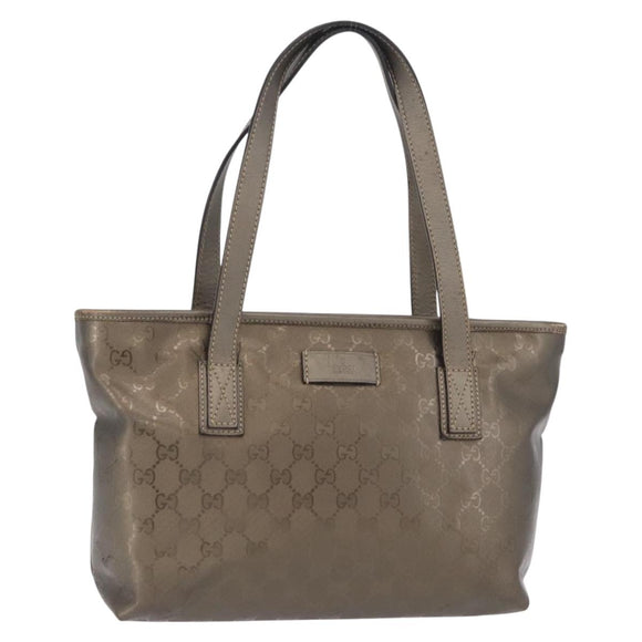 GUCCI GG Implementation Hand Bag PVC Champagne Gold Silver 211138 Auth ka6518A
