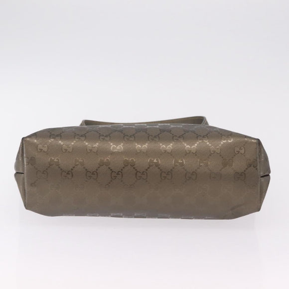 GUCCI GG Implementation Hand Bag PVC Champagne Gold Silver 211138 Auth ka6518A