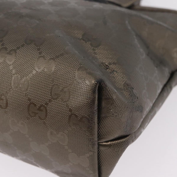 GUCCI GG Implementation Hand Bag PVC Champagne Gold Silver 211138 Auth ka6518A