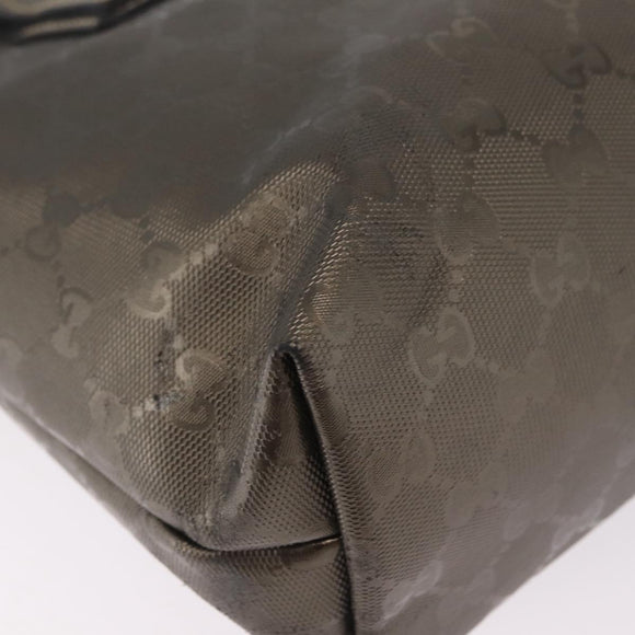 GUCCI GG Implementation Hand Bag PVC Champagne Gold Silver 211138 Auth ka6518A