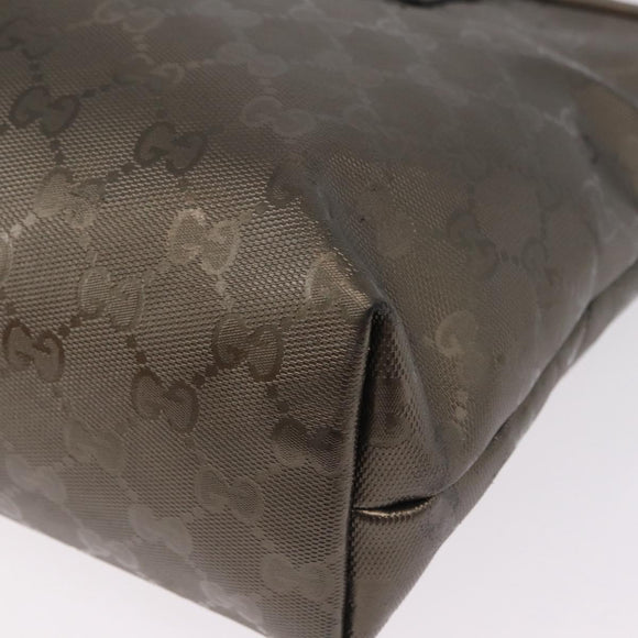GUCCI GG Implementation Hand Bag PVC Champagne Gold Silver 211138 Auth ka6518A