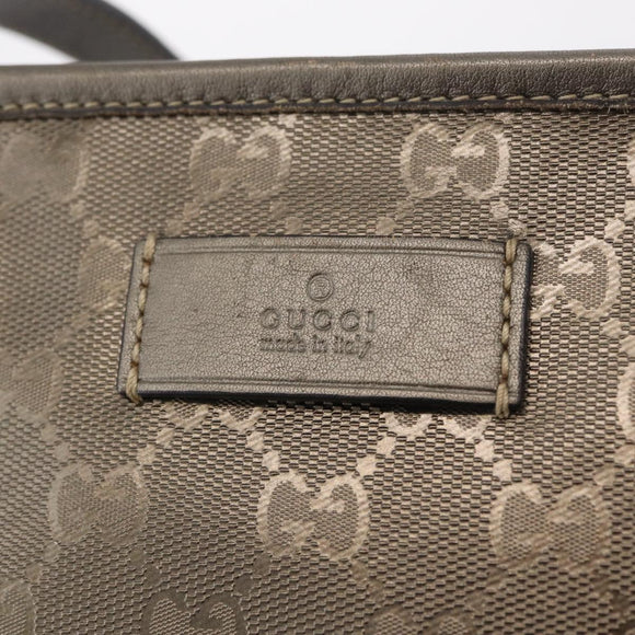 GUCCI GG Implementation Hand Bag PVC Champagne Gold Silver 211138 Auth ka6518A