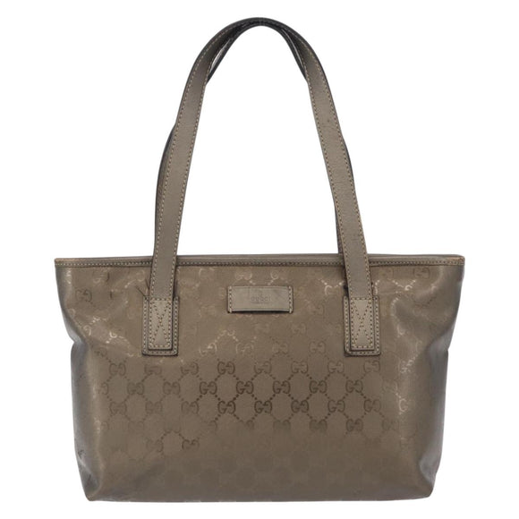 GUCCI GG Implementation Hand Bag PVC Champagne Gold Silver 211138 Auth ka6518A
