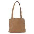 CHANEL Shoulder Bag Leather Beige Gold CC Auth ka652-1