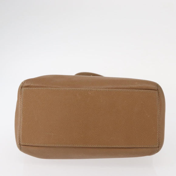 CHANEL Shoulder Bag Leather Beige Gold CC Auth ka652