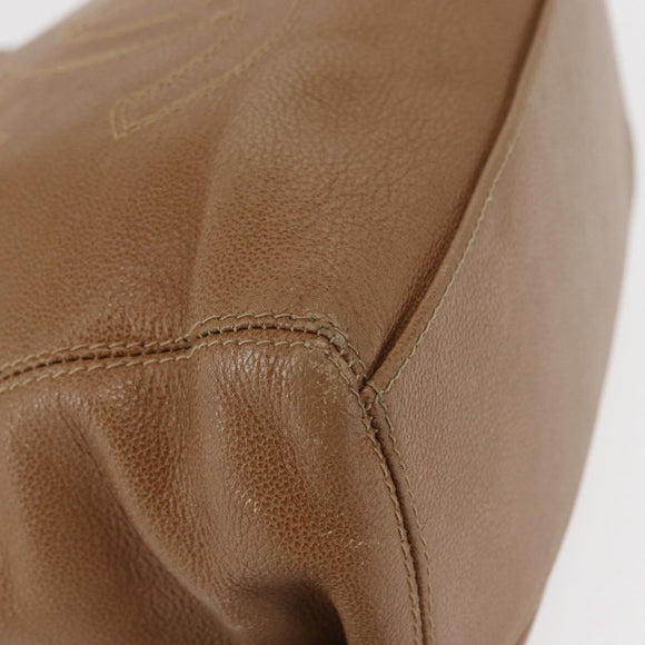 CHANEL Shoulder Bag Leather Beige Gold CC Auth ka652