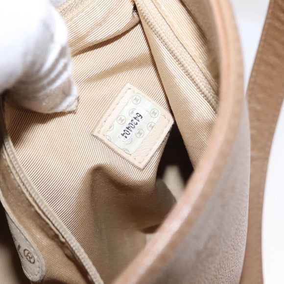 CHANEL Shoulder Bag Leather Beige Gold CC Auth ka652