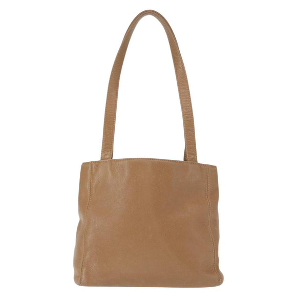 CHANEL Shoulder Bag Leather Beige Gold CC Auth ka652