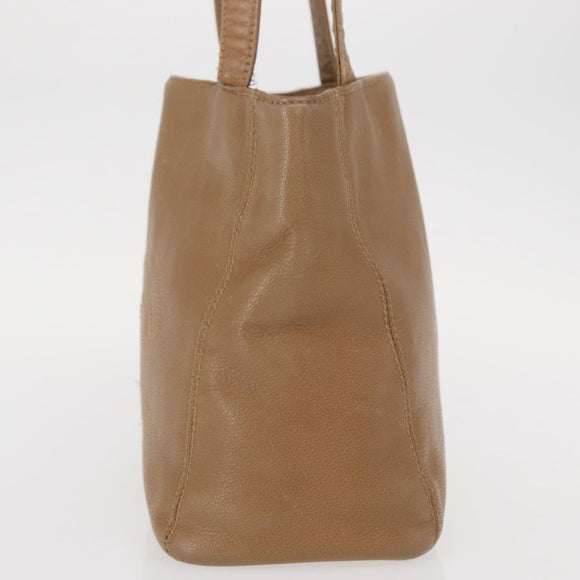 CHANEL Shoulder Bag Leather Beige Gold CC Auth ka652