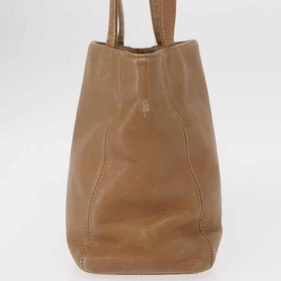 CHANEL Shoulder Bag Leather Beige Gold CC Auth ka652