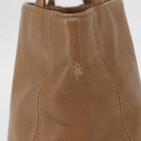 CHANEL Shoulder Bag Leather Beige Gold CC Auth ka652