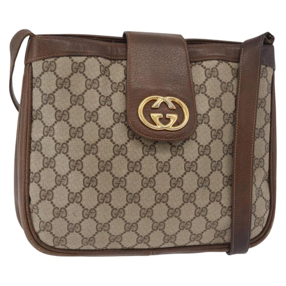 GUCCI GG Supreme Shoulder Bag PVC Beige Gold Tone 30 001 1914 Auth ka6521