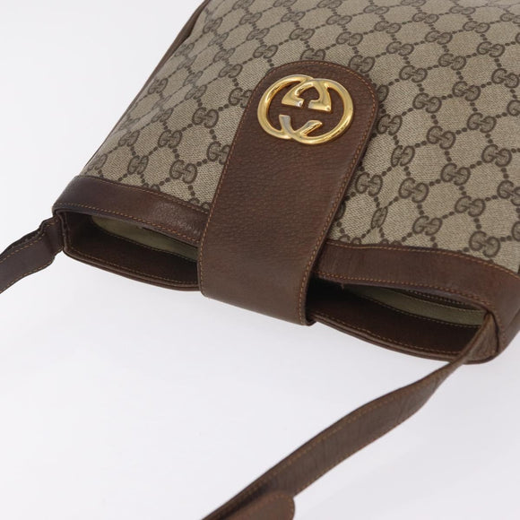 GUCCI GG Supreme Shoulder Bag PVC Beige Gold Tone 30 001 1914 Auth ka6521