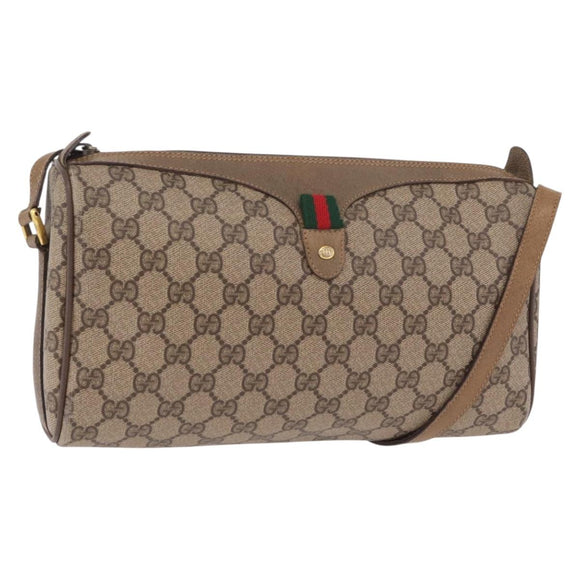 GUCCI GG Supreme Web Sherry Line Shoulder Bag PVC Beige 89 02 017 Auth ka6522